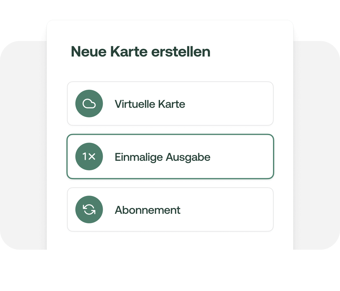 Moss App: Virtuelle Karte für einmalige Ausgaben oder Abonnements erstellen