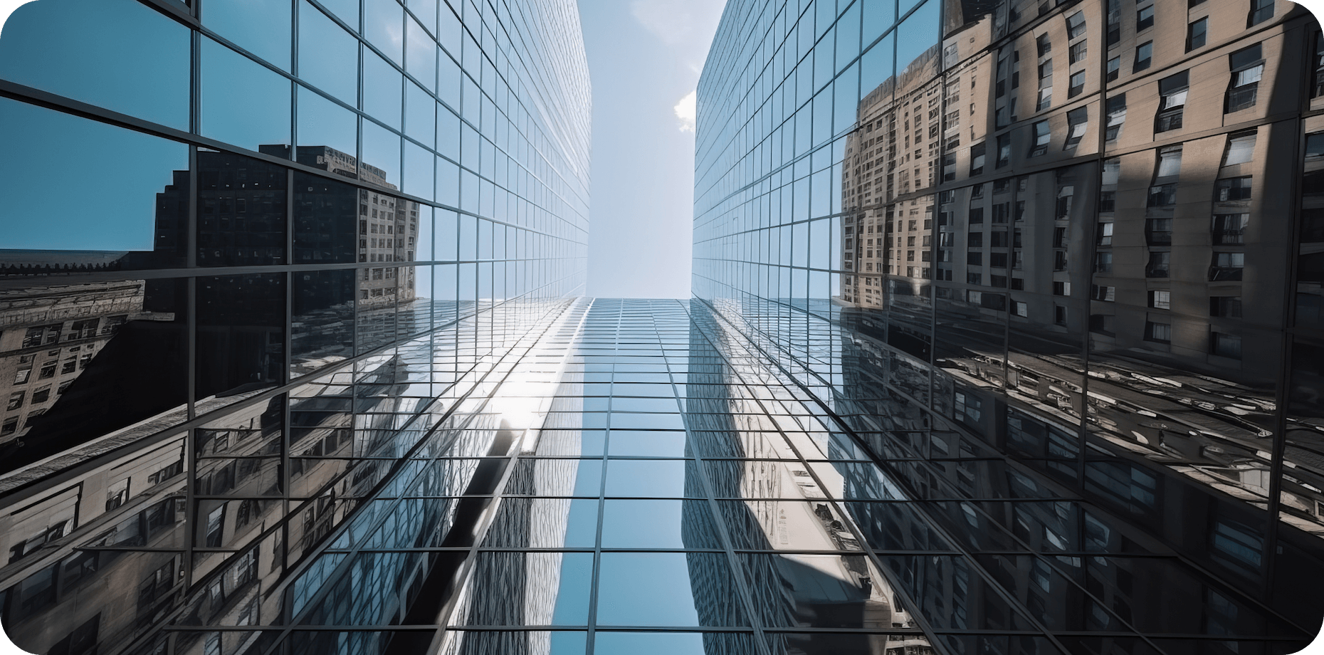 A tall glass office building