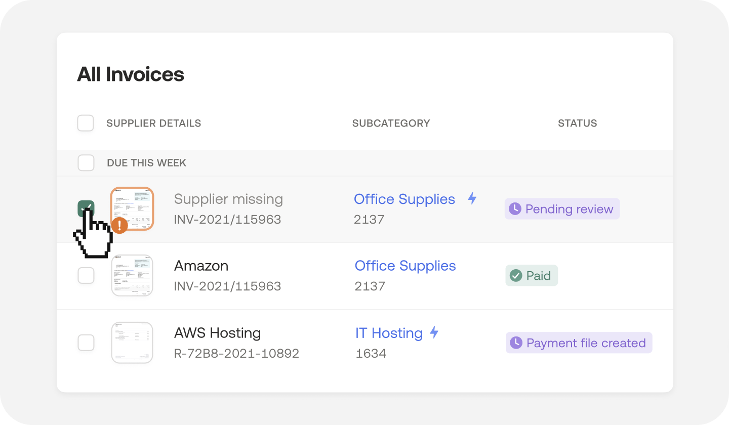 Highlighting of duplicate invoices